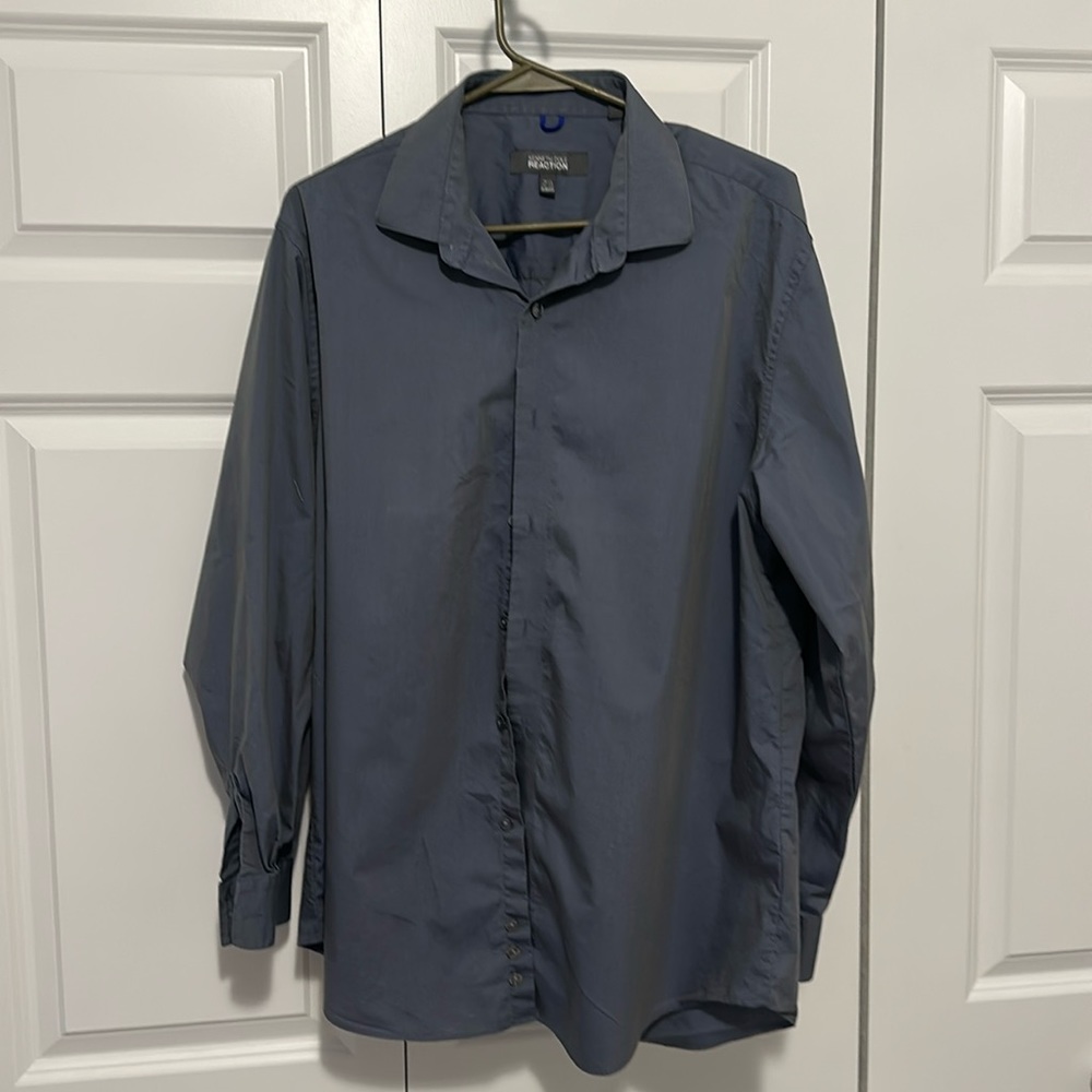 Kenneth Cole Reaction slim fit 16.5 32/33 Grey Men’s Dress Shirt